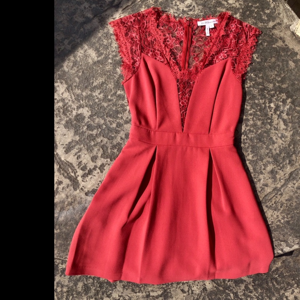 BCBGeneration pink lace inset mini dress 2